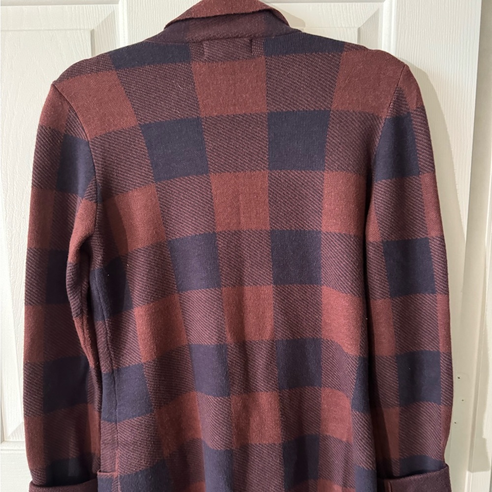 Marled Blazer, XS, Navy & Rust Large Checks, Double Breasted and Collared, NWOT - Picture 3 of 6